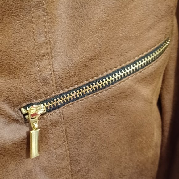 Joseph Ribkoff Brown Micro Suede Jacket With Shoulder Pads Size 10 - Picture 5 of 13